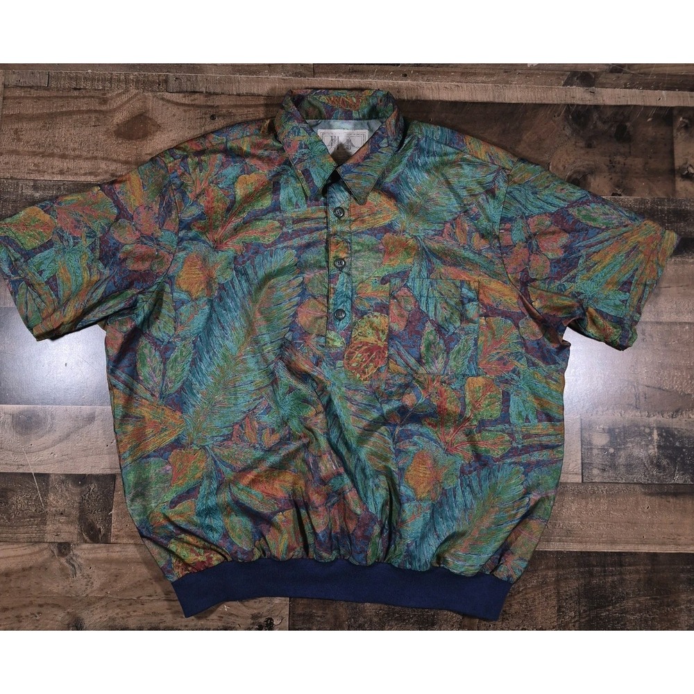 Vintage Fulton Street Shirt Works Men XL Floral 1/2 Button USA MADE